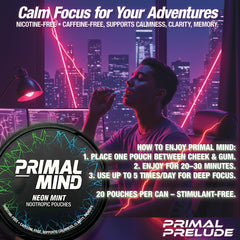 Primal Prelude five-pack Neon Mint cans for daily focus