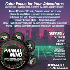 Primal Prelude pouch between gum and cheek for fast, discreet use.