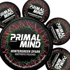 Primal Prelude wintergreen pouch closeup for discreet focus on the go.