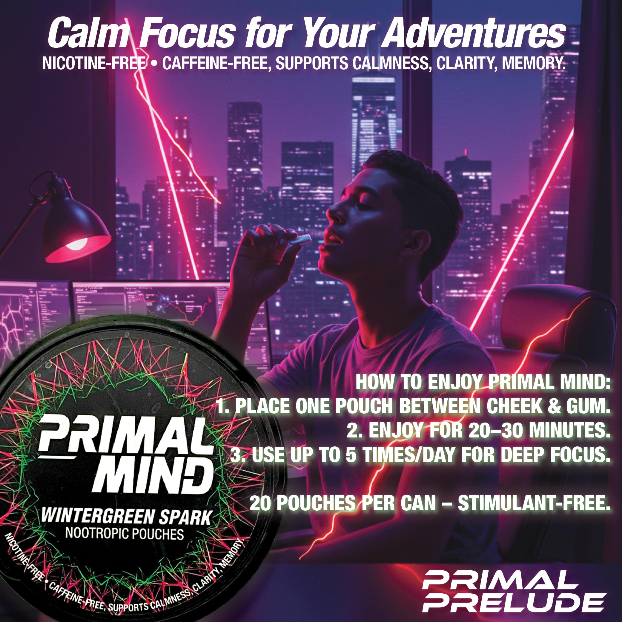 Primal Prelude wintergreen pouch pocket-ready for daily carry and use.
