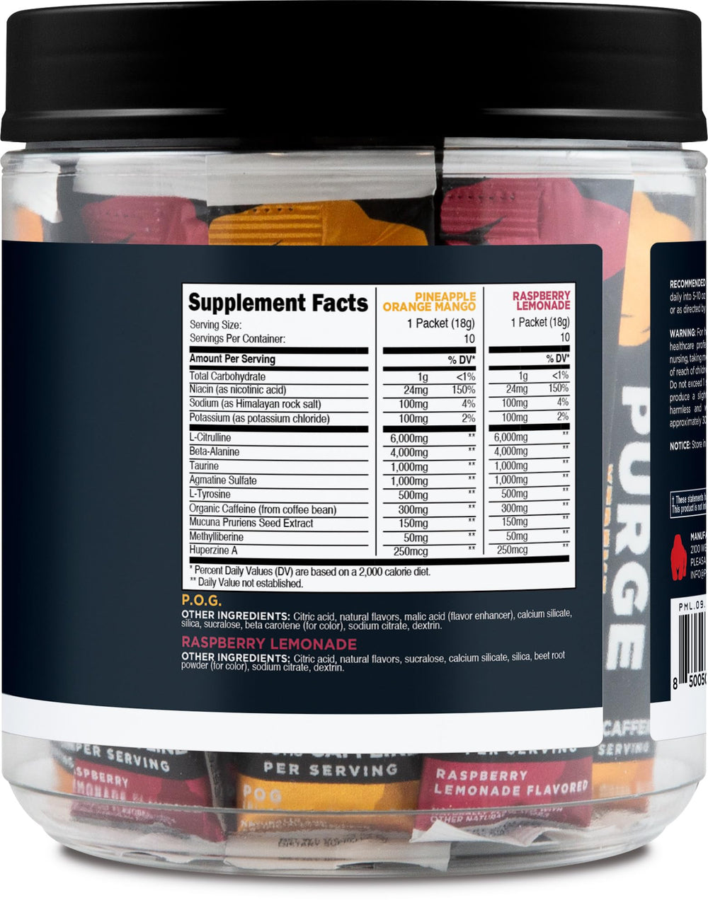 Primal Purge Xtreme ingredients blend highlights L-Citrulline and Beta-Alanine for endurance support.