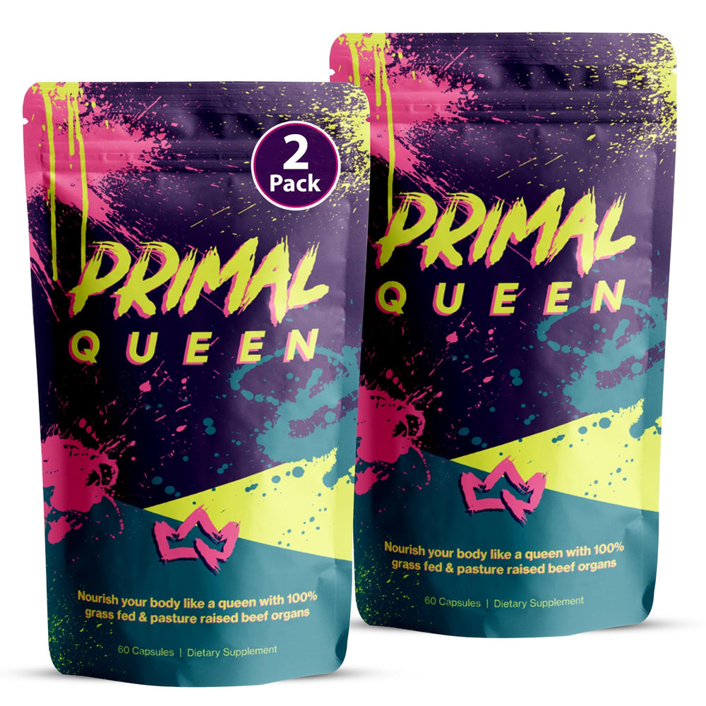 Primal Queen capsules close-up for easy daily supplementation and energy support.