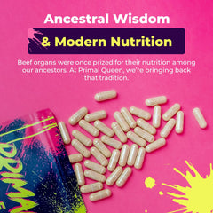 Primal Queen women-designed branding image highlighting Shelby's mission for female nutrition.