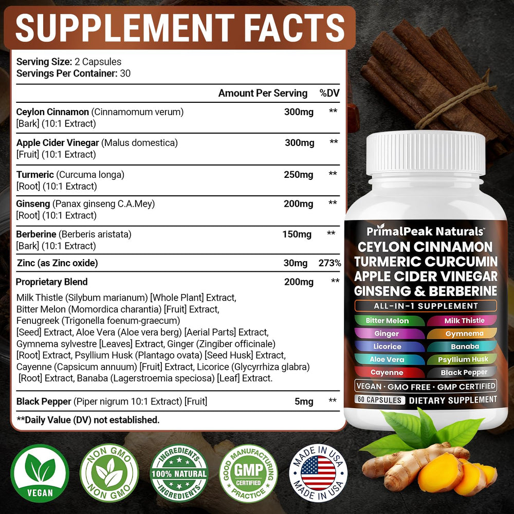 PrimalPeak Naturals panax ginseng berberine capsules suggest balanced energy for daily routines.
