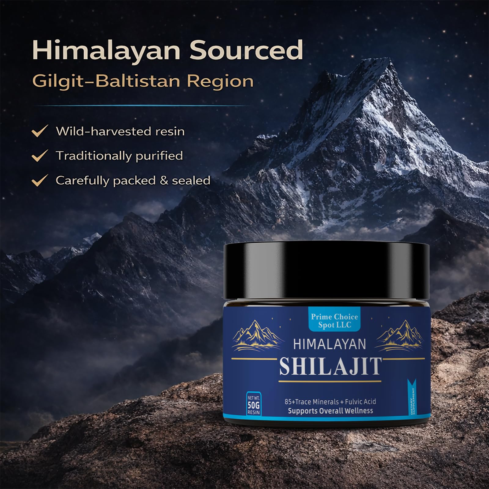 Dissolving Prime Choice Spot LLC Shilajit Resin in warm water for easy use