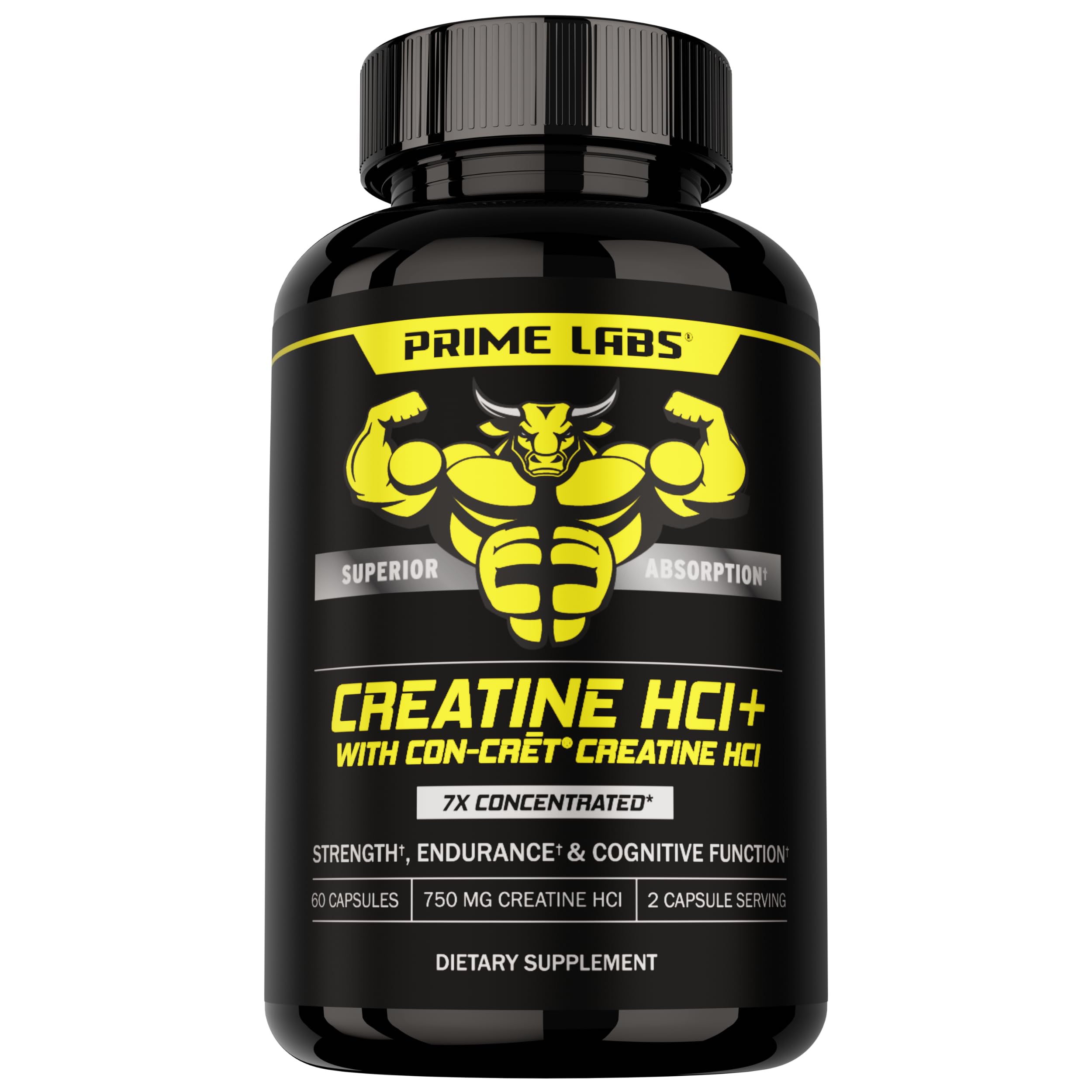 Prime Labs Creatine HCl capsules bottle on shelf for muscle support