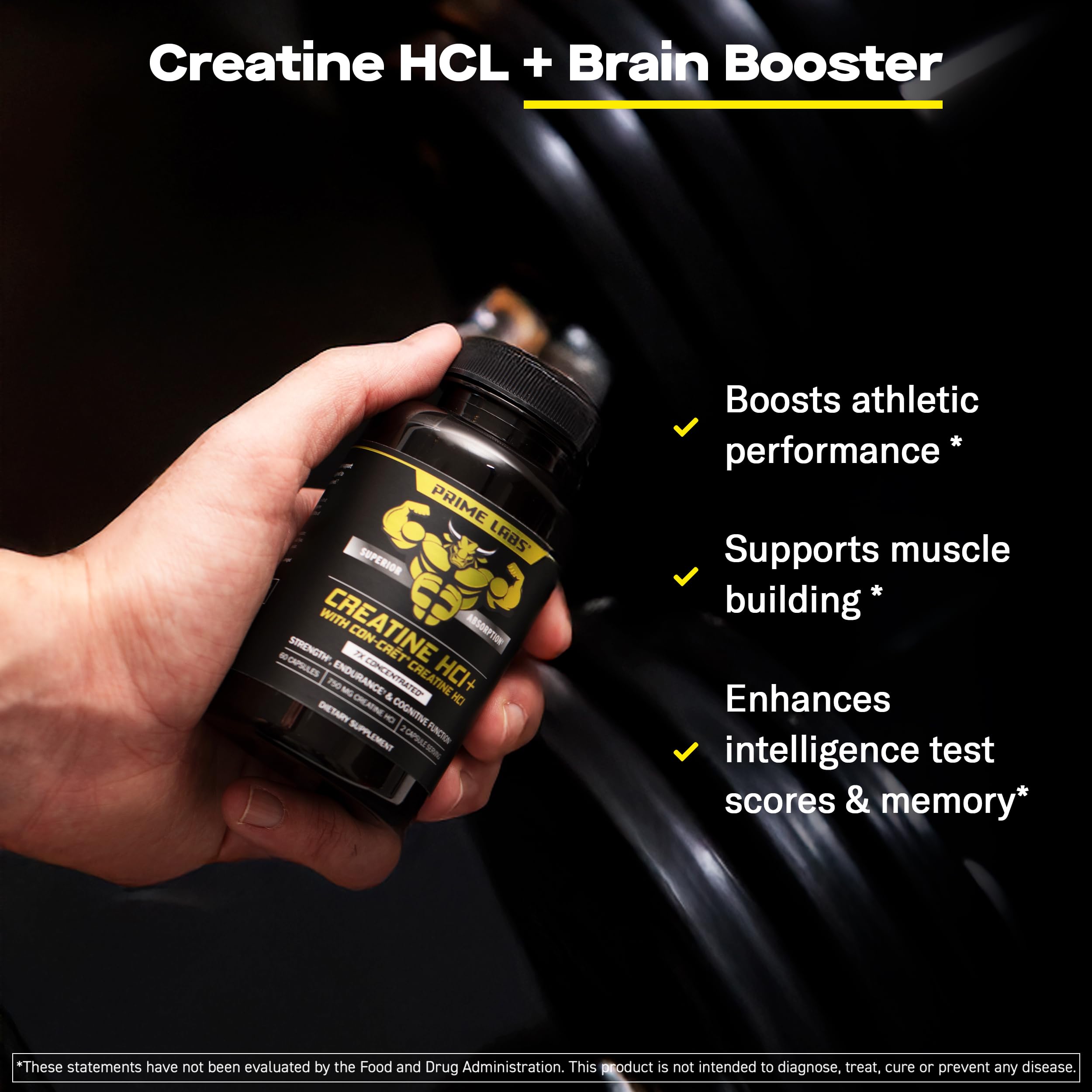Prime Labs Creatine HCl capsules pouring for easy daily workouts