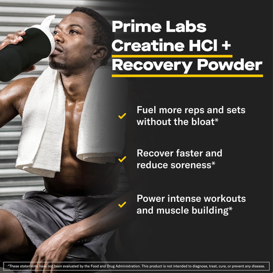 Prime Labs Creatine HCl powder scoop highlighting quick mixability