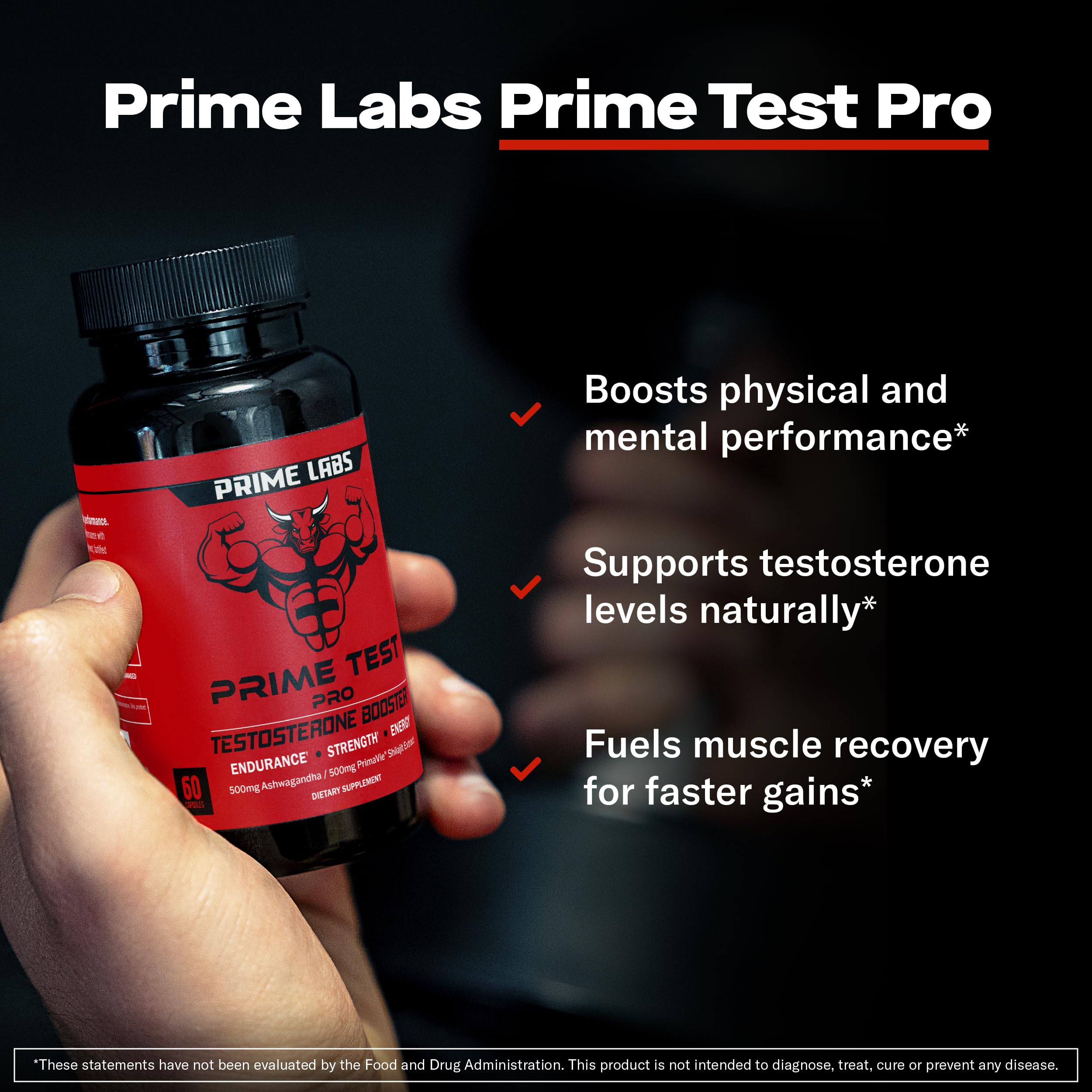 Close-up of Prime Test Pro capsules ready for daily performance.