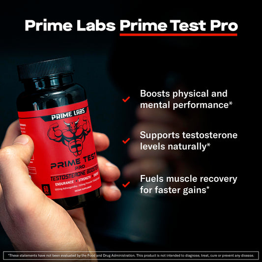 Close-up of Prime Test Pro capsules ready for daily performance.