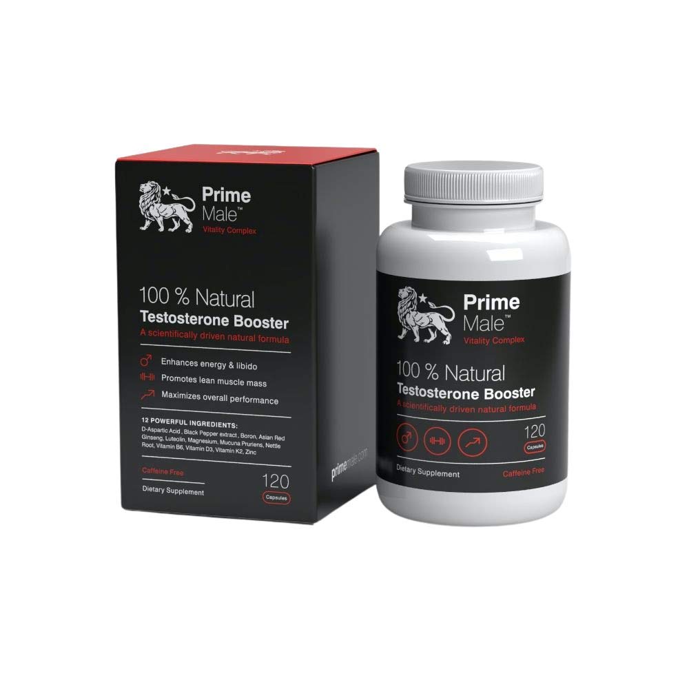 Prime Male Vitality bottle front with premium packaging for daily energy support