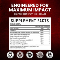 Prime Maximizers label detail revealing ingredient highlights and manufacturing origin