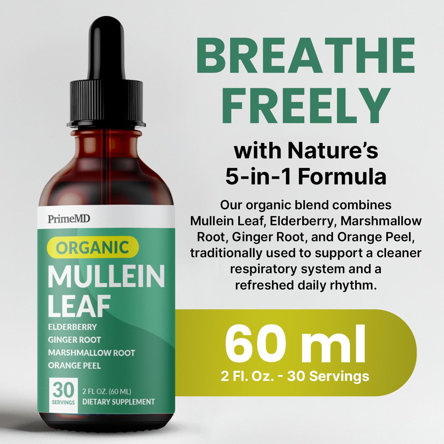 PrimeMD Mullein Drops dropper dispensing into water for easy daily use.
