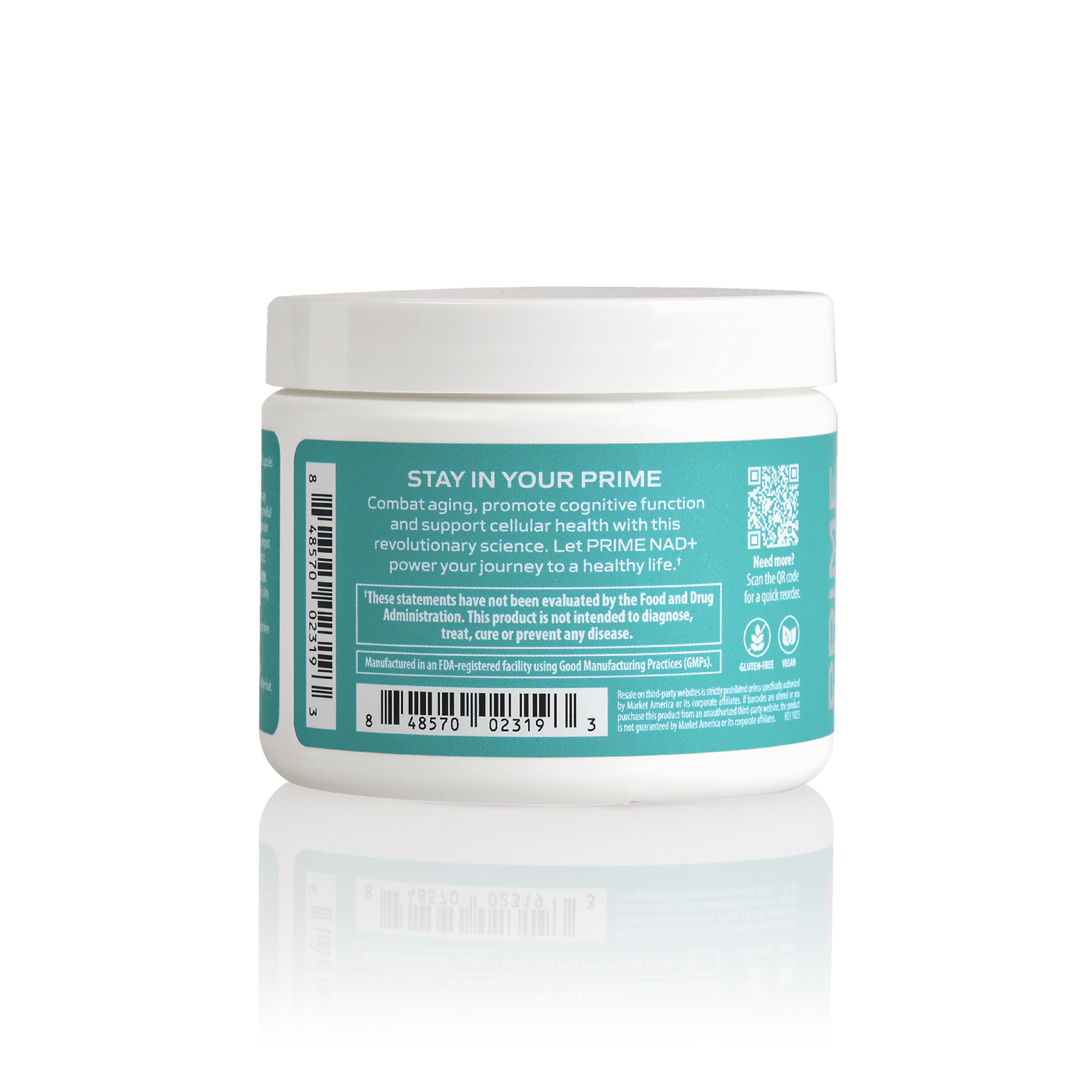 Prime NADPlus vegan gluten-free label emphasizing clean ingredients