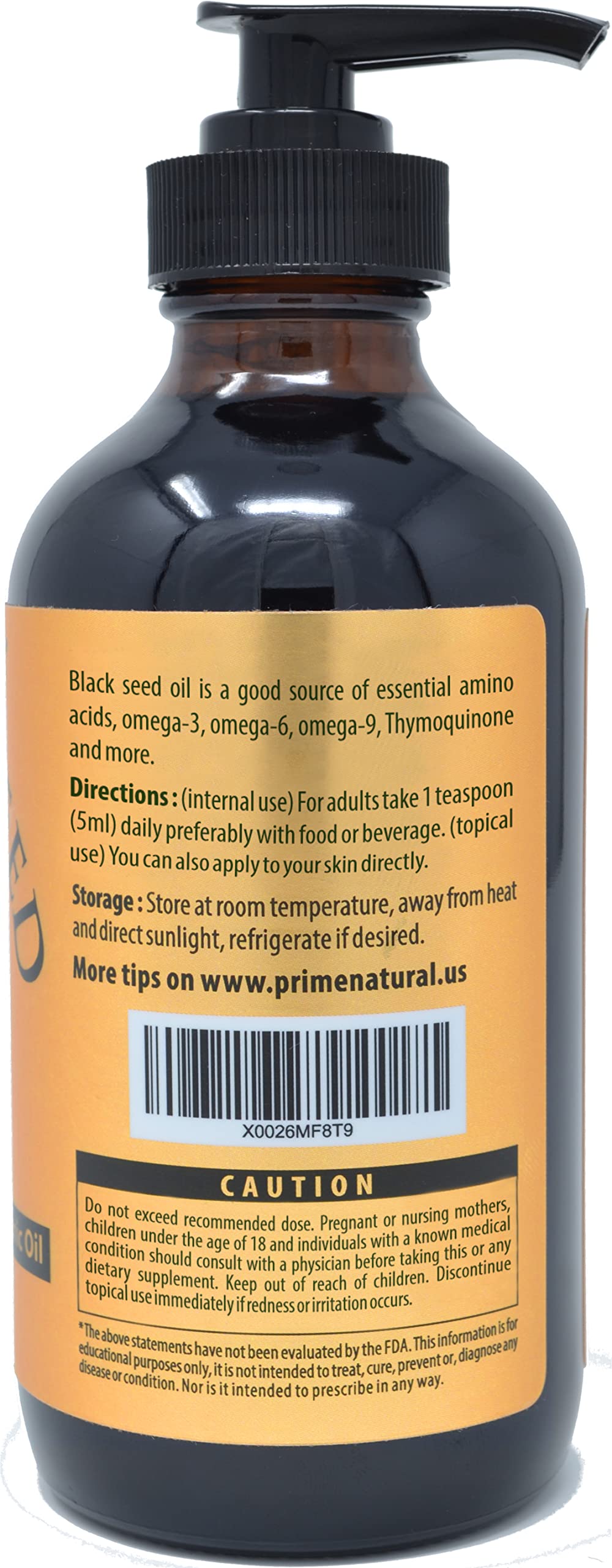 Prime Natural Turkish-origin oil dropper highlights high thymoquinone content