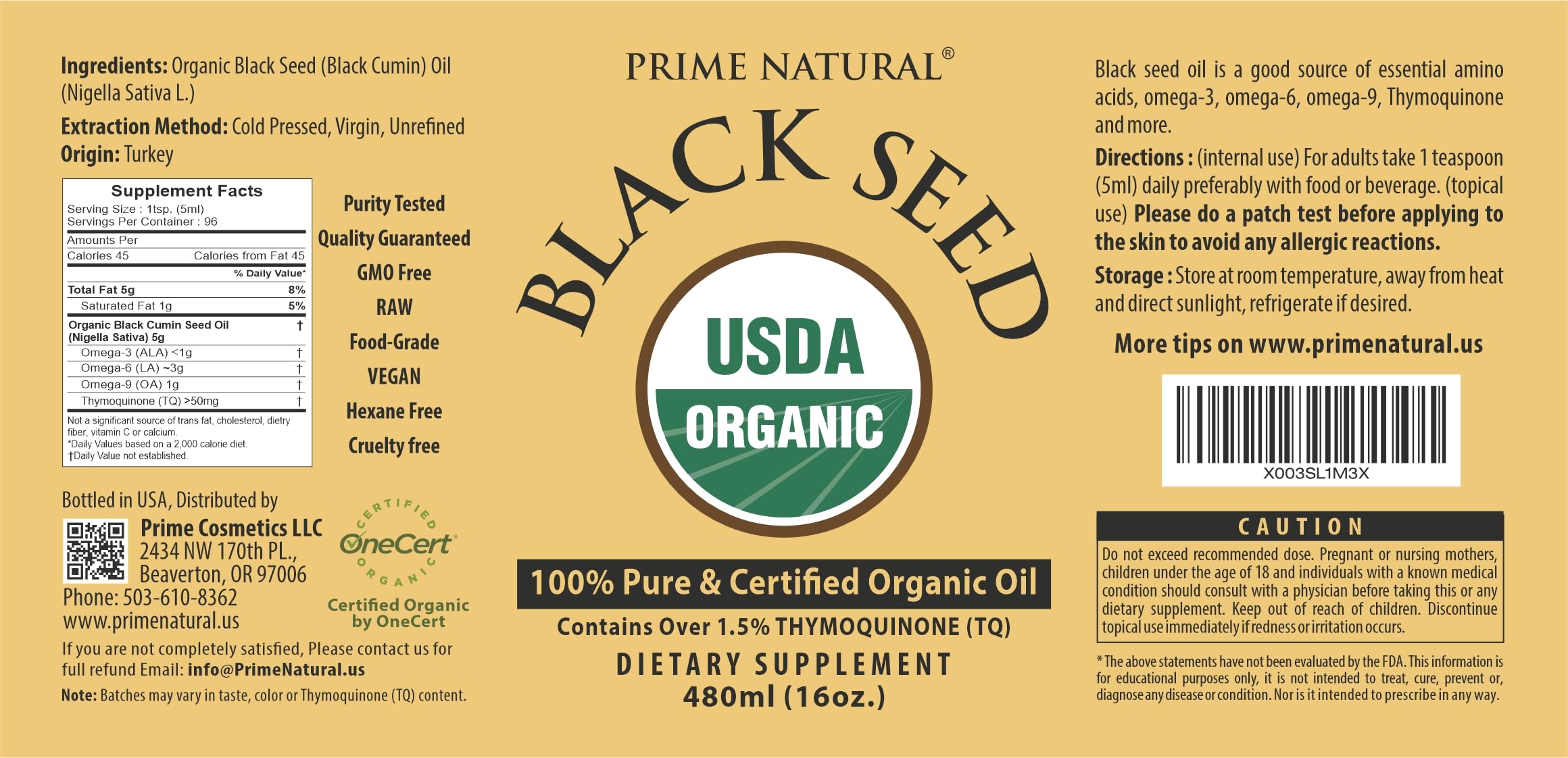 Prime Natural black seed oil used for skincare and hair care routines.