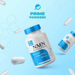 Prime Powders NMN capsules package shot suggesting everyday wellness routine