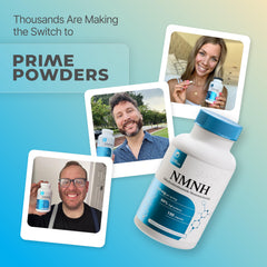 Prime Powders NMNH bottle in USA-made packaging highlighting quality assurance.