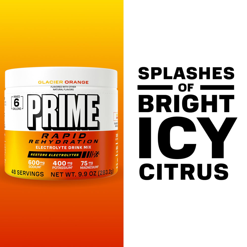 Glacier Orange powder dissolves in water for a refreshing sugar-free drink