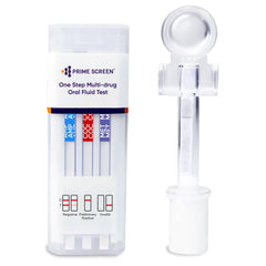 Prime Screen 10-pack saliva test kit with red indicator for adequate collection.