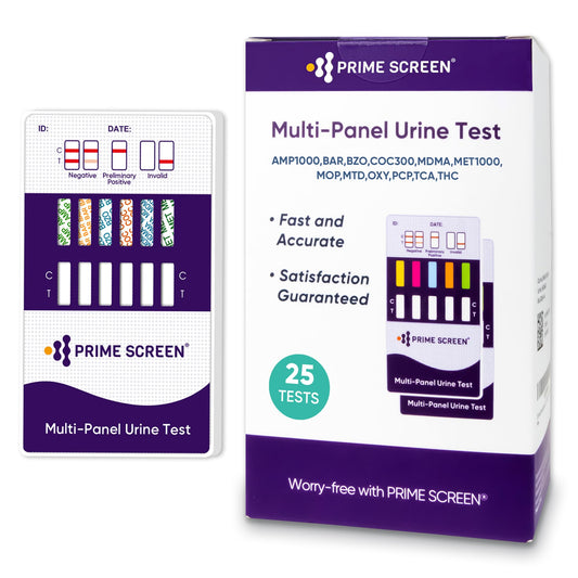 Prime Screen 12-Panel Card front showing clear results for quick at-home screening.