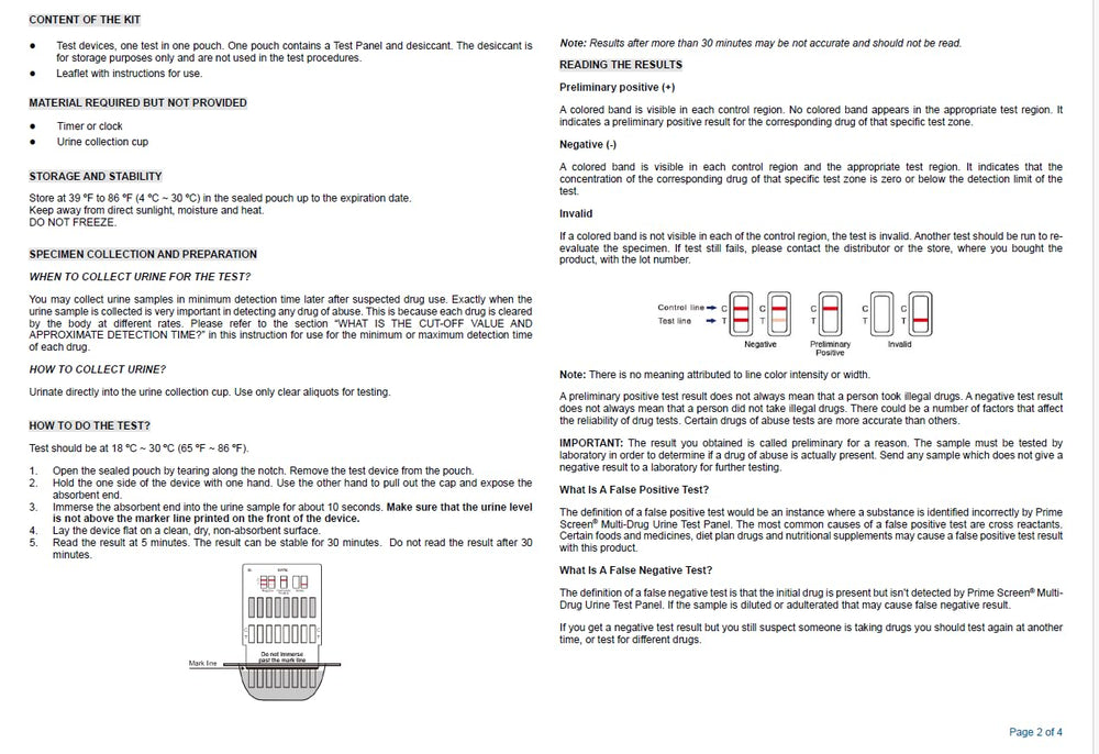 Prime Screen 12-Panel Card ideal for home use and convenient testing.
