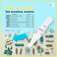 Prime Screen 6-Panel swab collection moment showing oral fluid sample.