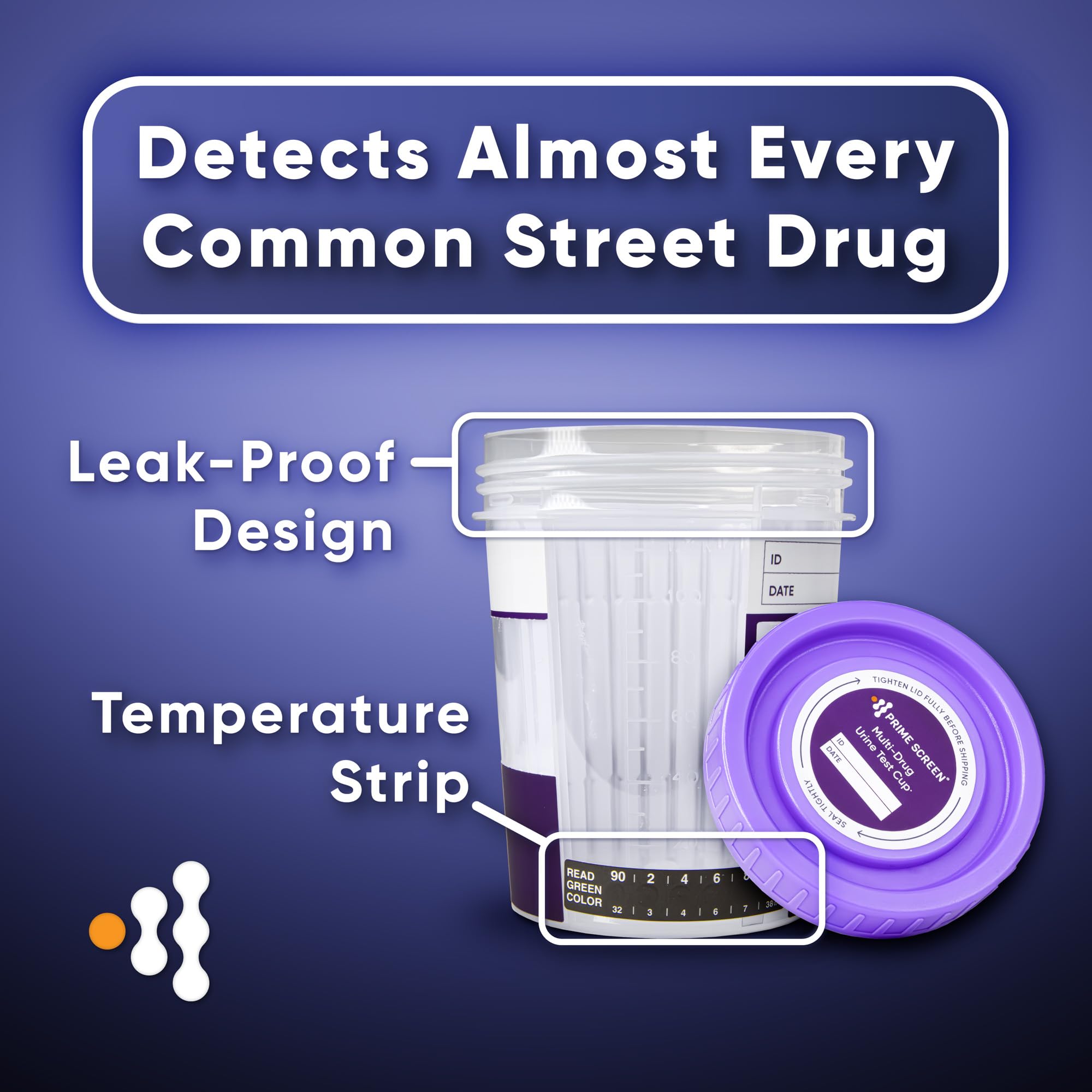 Prime Screen test cup with cap removed for sample collection
