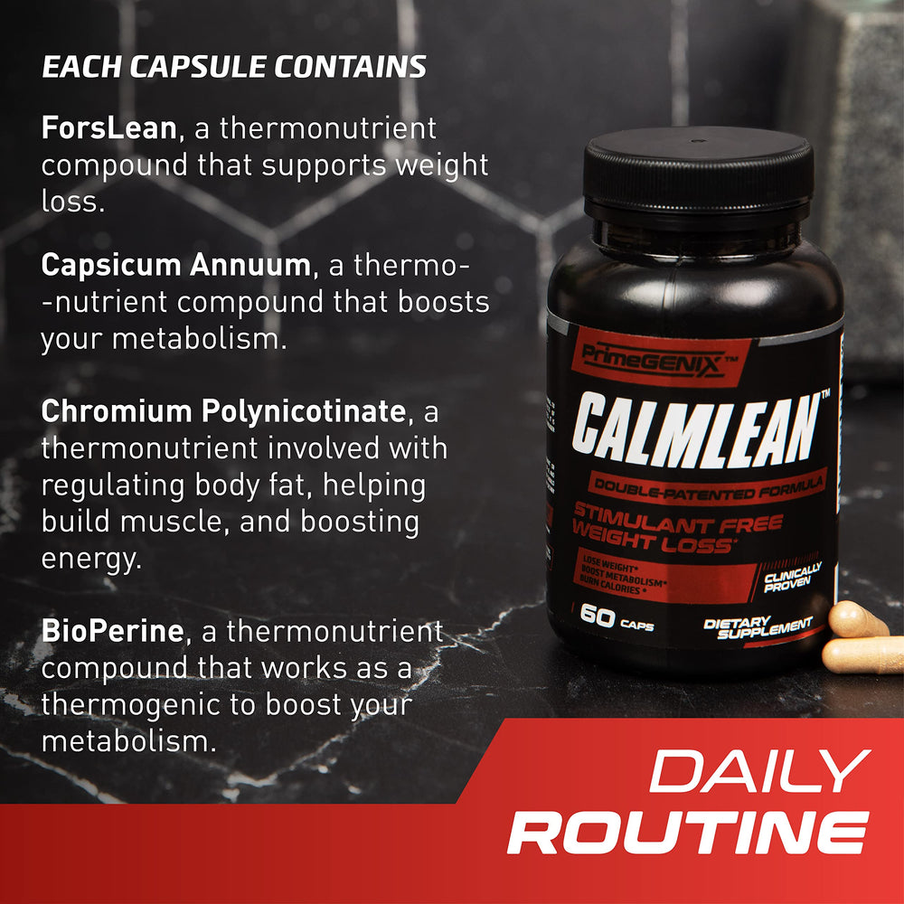 PrimeGENIX CalmLean gym bag scene, on-the-go non-stimulant daily use