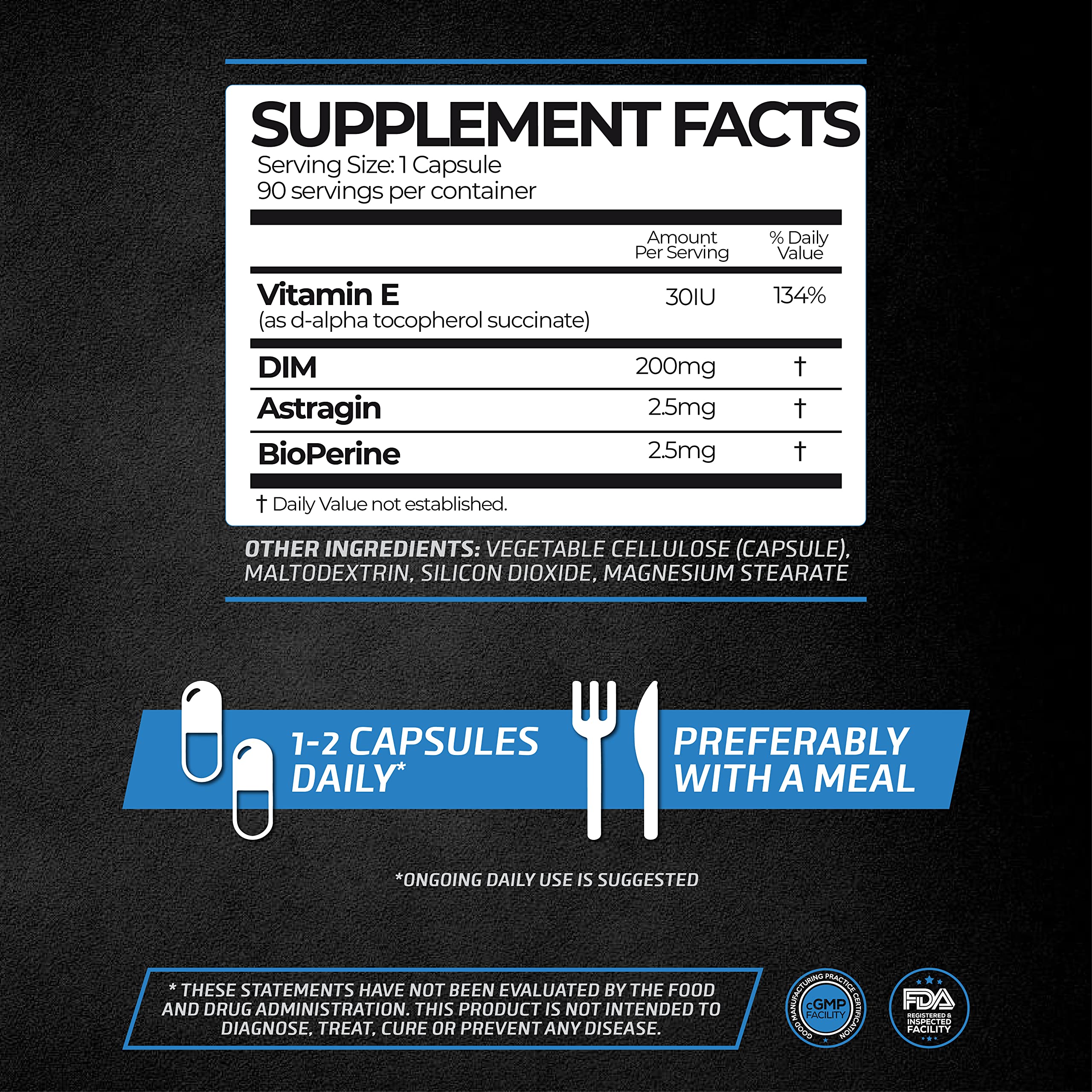 PrimeGENIX DIM 3X label detail notes AstraGin and BioPerine