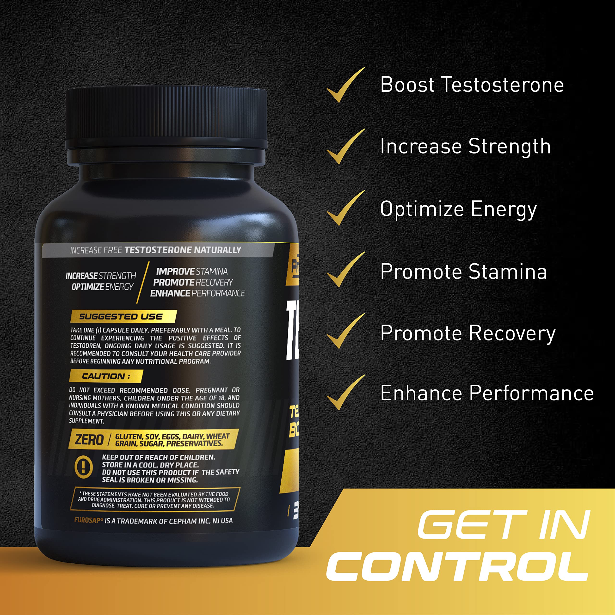 PrimeGENIX Testodren with dumbbells symbolizing strength and lean muscle support