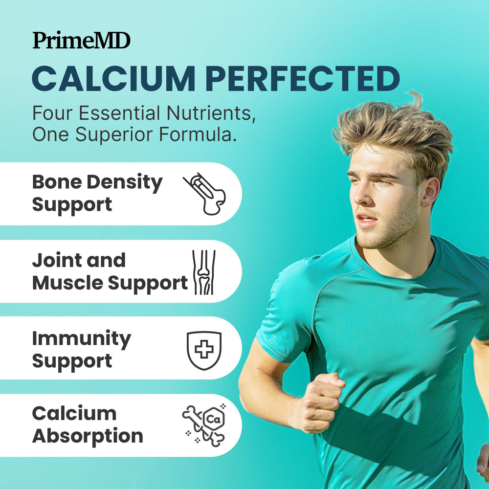Ingredients panel emphasizes calcium and vitamin blend for daily intake