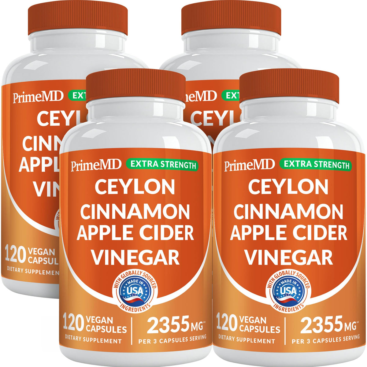 PrimeMD 5-in-1 Cinnamon bottle front promotes daily metabolism support.