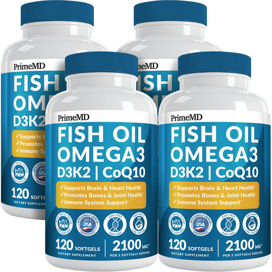 PrimeMD 5-in-1 fish oil lemon bottle for daily omega-3 with CoQ10 and vitamins