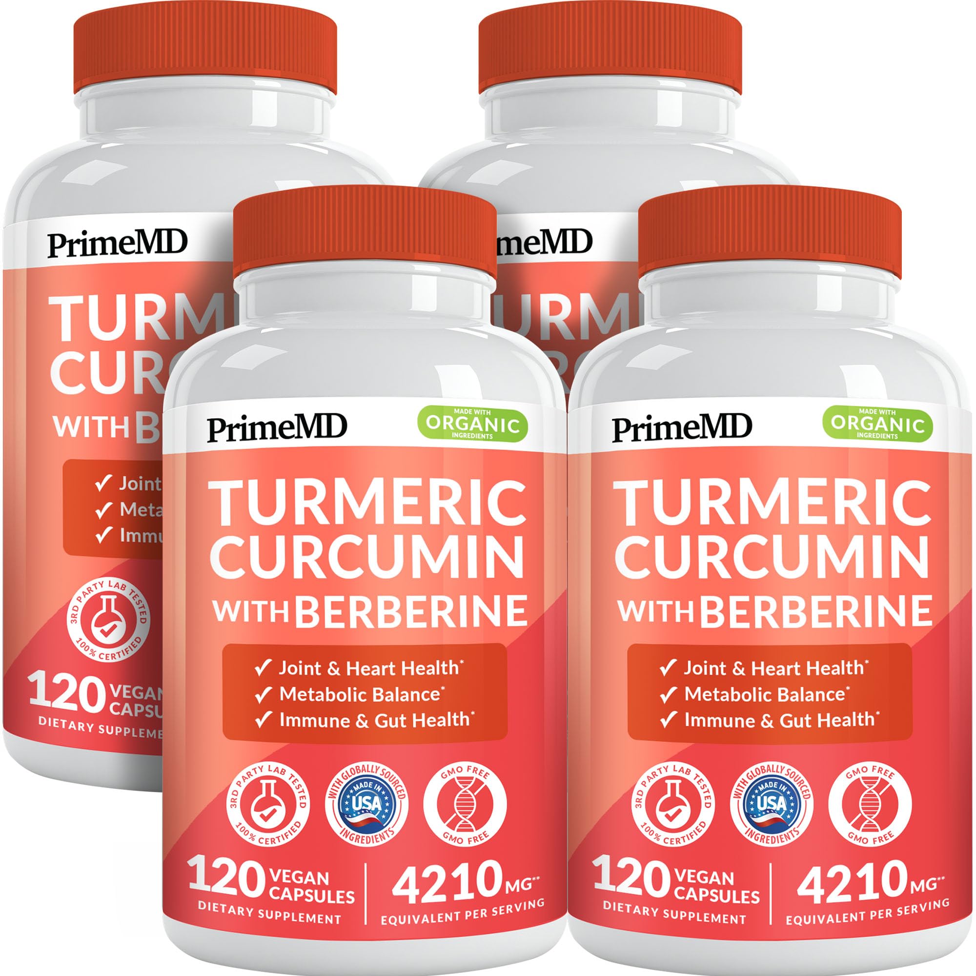 PrimeMD 5-in-1 turmeric curcumin bottle front promotes daily wellness support