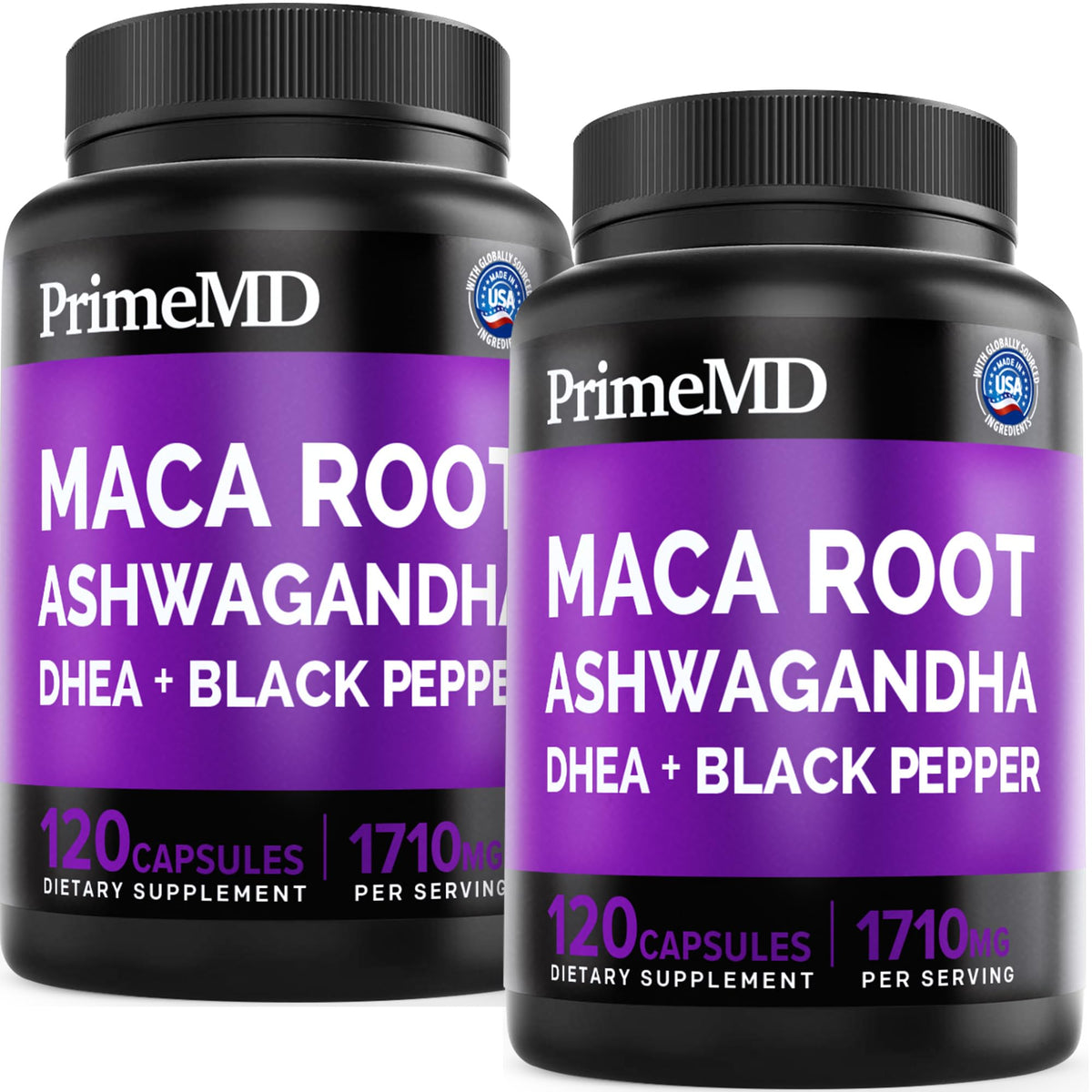 PrimeMD 6-in-1 maca bottle shows daily energy support