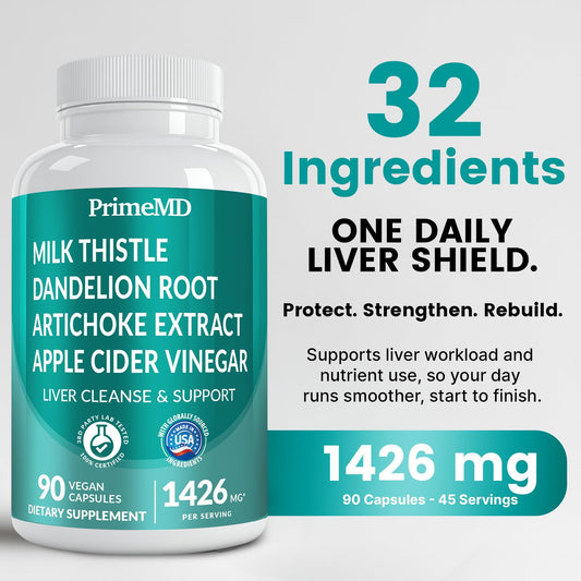 PrimeMD artichoke extract capsules highlighting liver bile support.