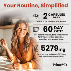PrimeMD berberine bottle close-up featuring black pepper extract for absorption.