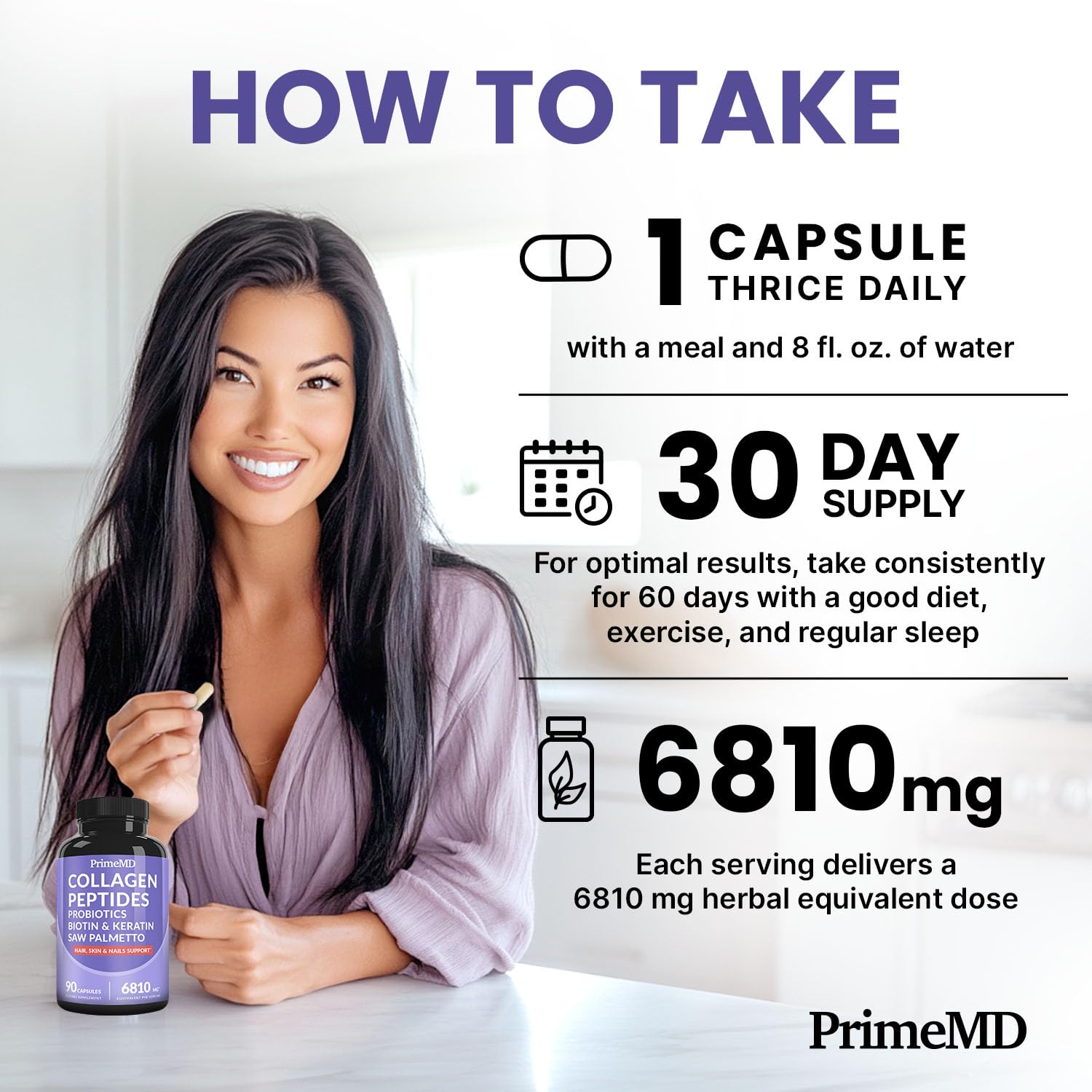 PrimeMD biotin hyaluronic acid keratin capsules on label