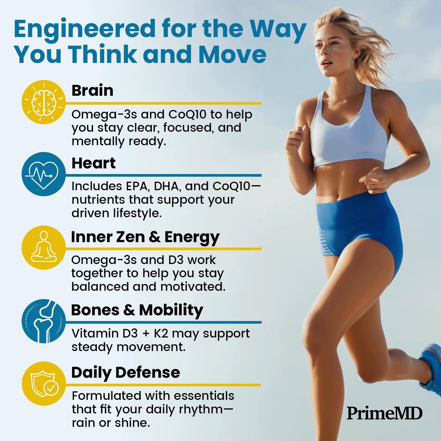 PrimeMD bottle pour demonstrates convenient two-per-day dosing