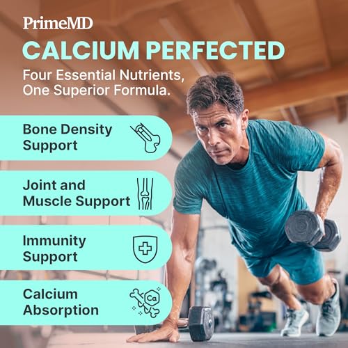 PrimeMD calcium bottle pictured in a pantry for convenient daily use.