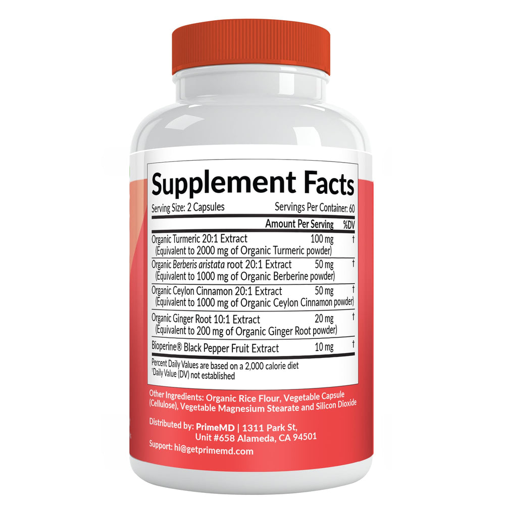 PrimeMD ginger root capsules support digestion and gut comfort.