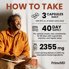 PrimeMD Korean ginseng visual hinting at sustained energy.