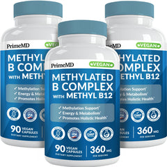 PrimeMD Methylated B Complex bottle label highlights high bioavailability.