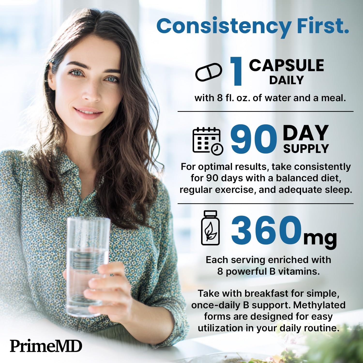 PrimeMD Methylated B Complex daily use scene for active adults