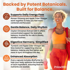 PrimeMD organic turmeric component visual suggesting warmth and synergy.