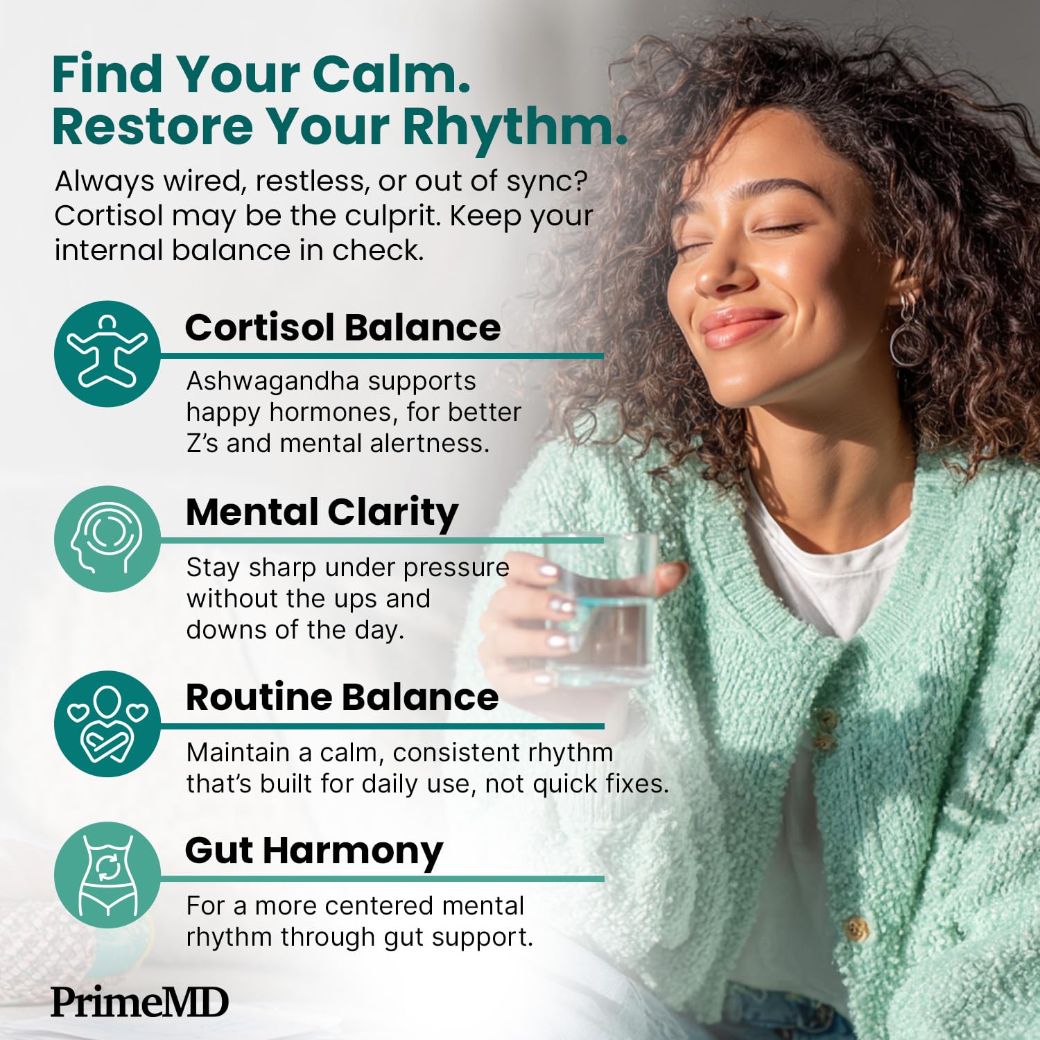 PrimeMD probiotics bottle with Lactobacillus plantarum for gut wellness.