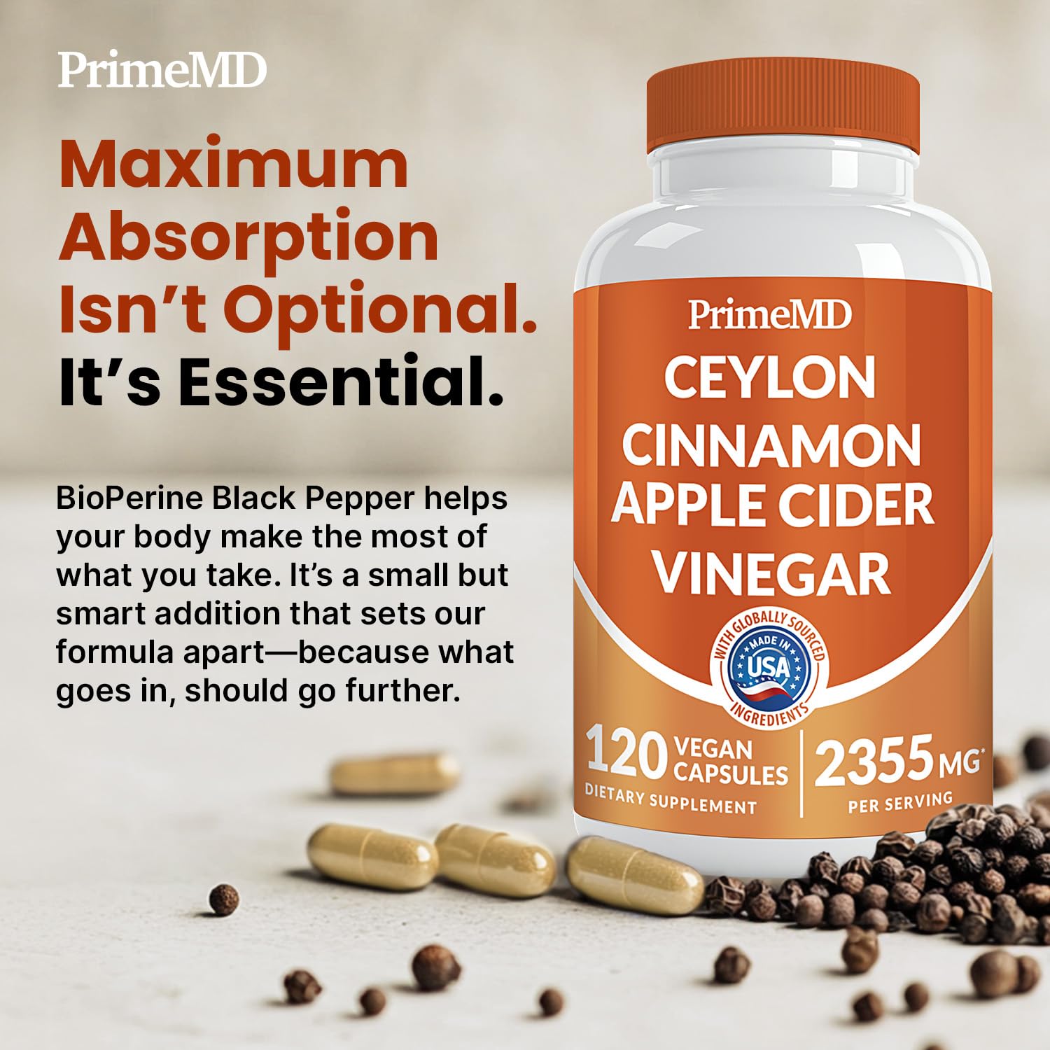 PrimeMD serving size indicator shows three capsules per serving