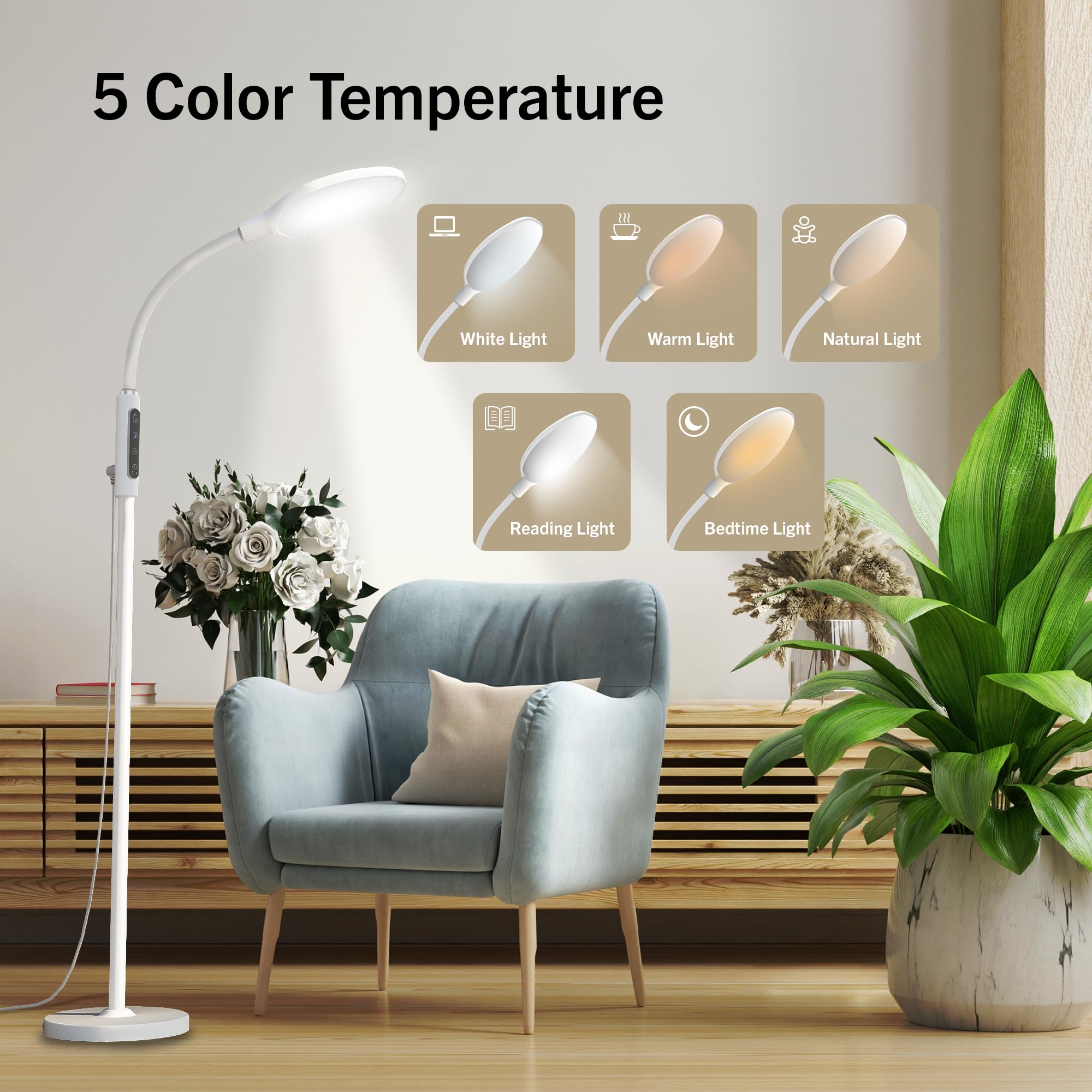 PRIMETEK Light Lamp offers five color temps and ten brightness levels.
