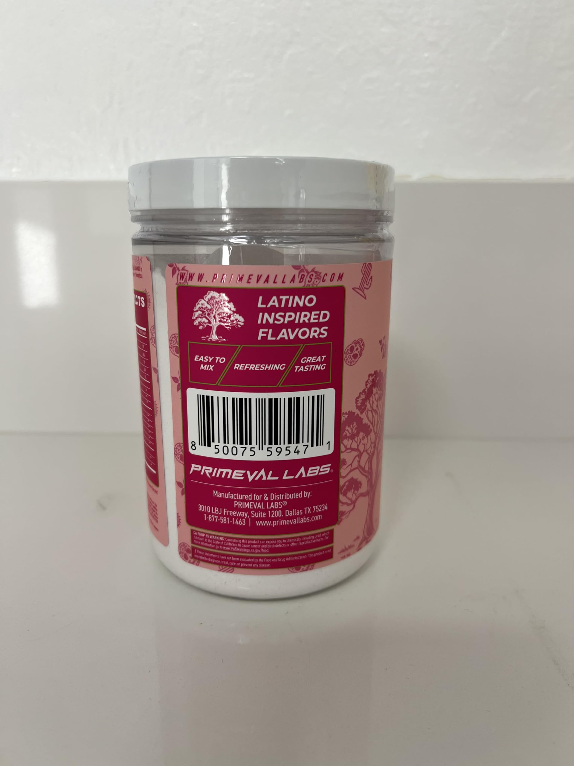 Primeval Labs EAA Max Energy packaging hero highlights compact, resealable canister.